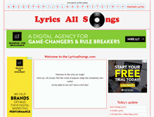 Tablet Screenshot of lyricsallsongs.com